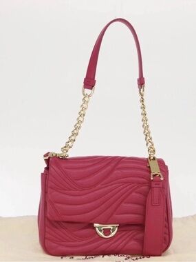 Authenticity Guarantee Salvatore Ferragamo Shoulder Bag Leather Pink Gold Auth